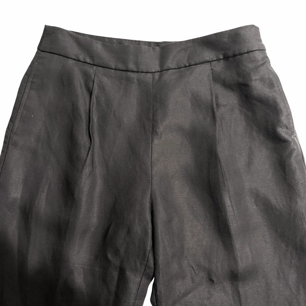 J. Crew Black Linen-blend Trousers Pants Size 10 Wide Leg Classic Lined Cropped - Picture 5 of 15